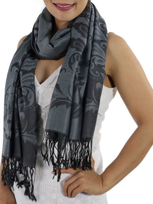 Patterned Pashmina - Grey