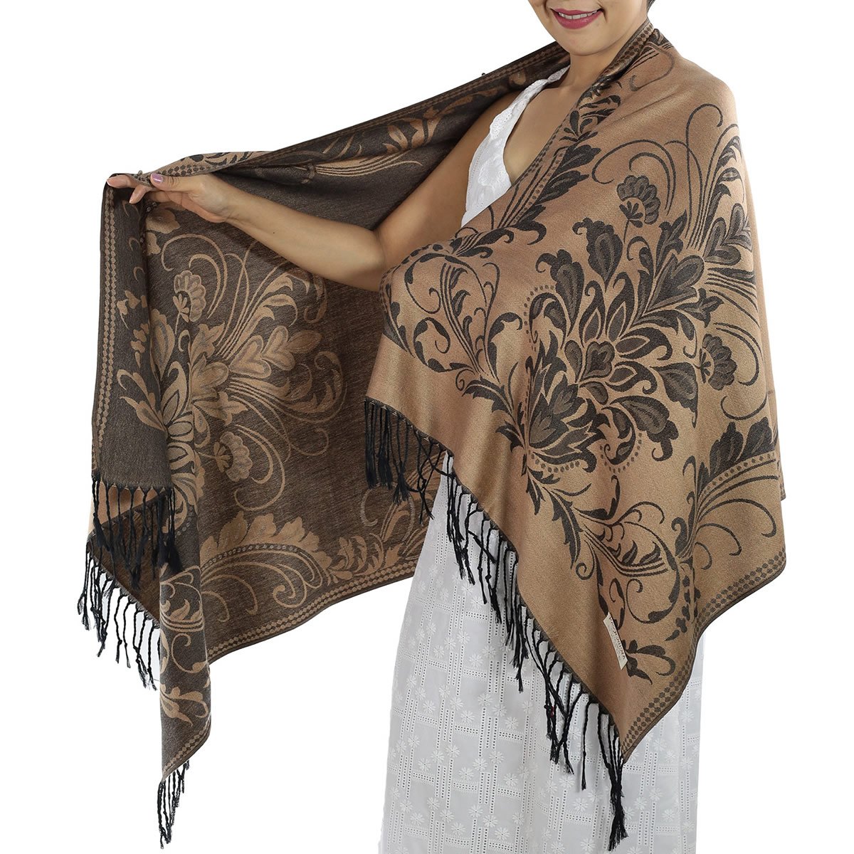 Patterned Brown Pashmina