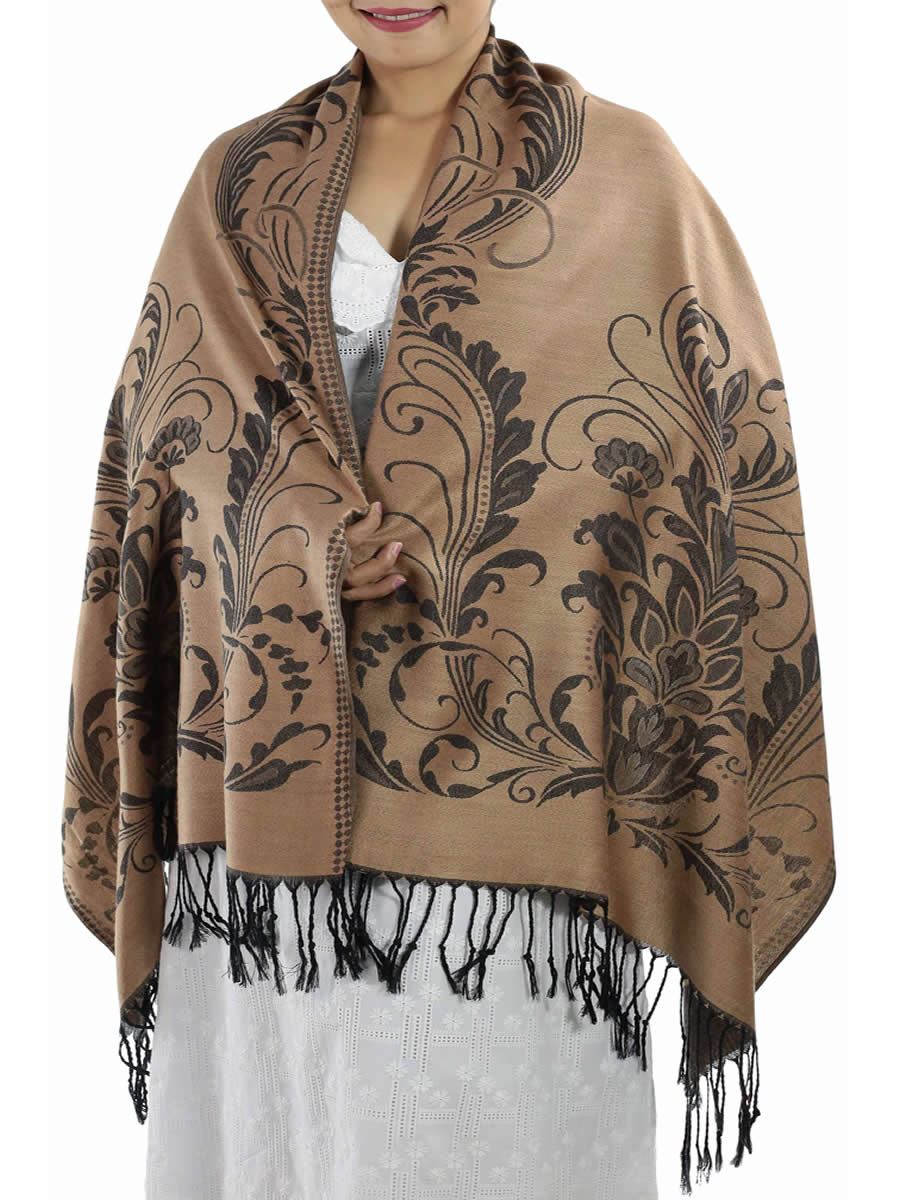 Patterned Brown Pashmina