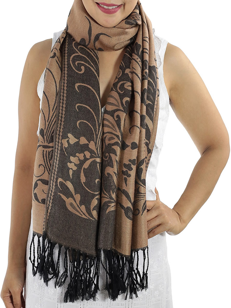 Patterned Brown Pashmina