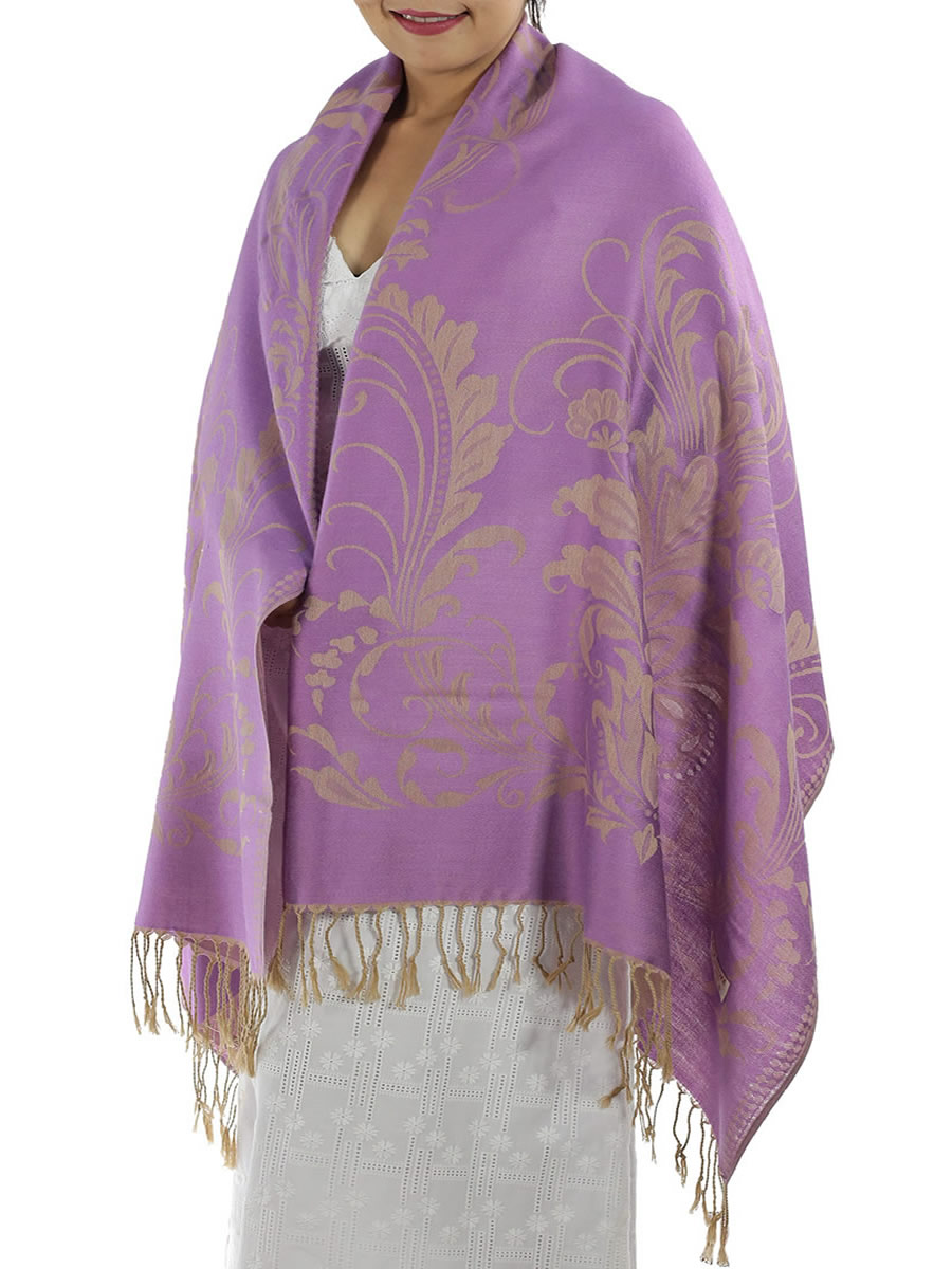 Patterned Purple Pashmina
