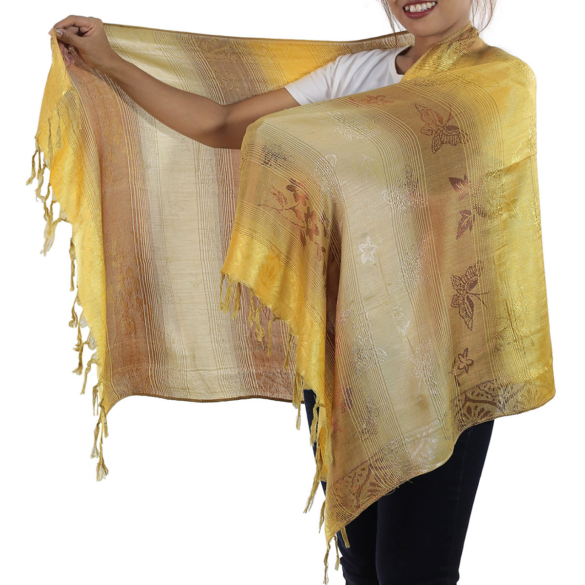 Traditional Thai Gold Scarf x1