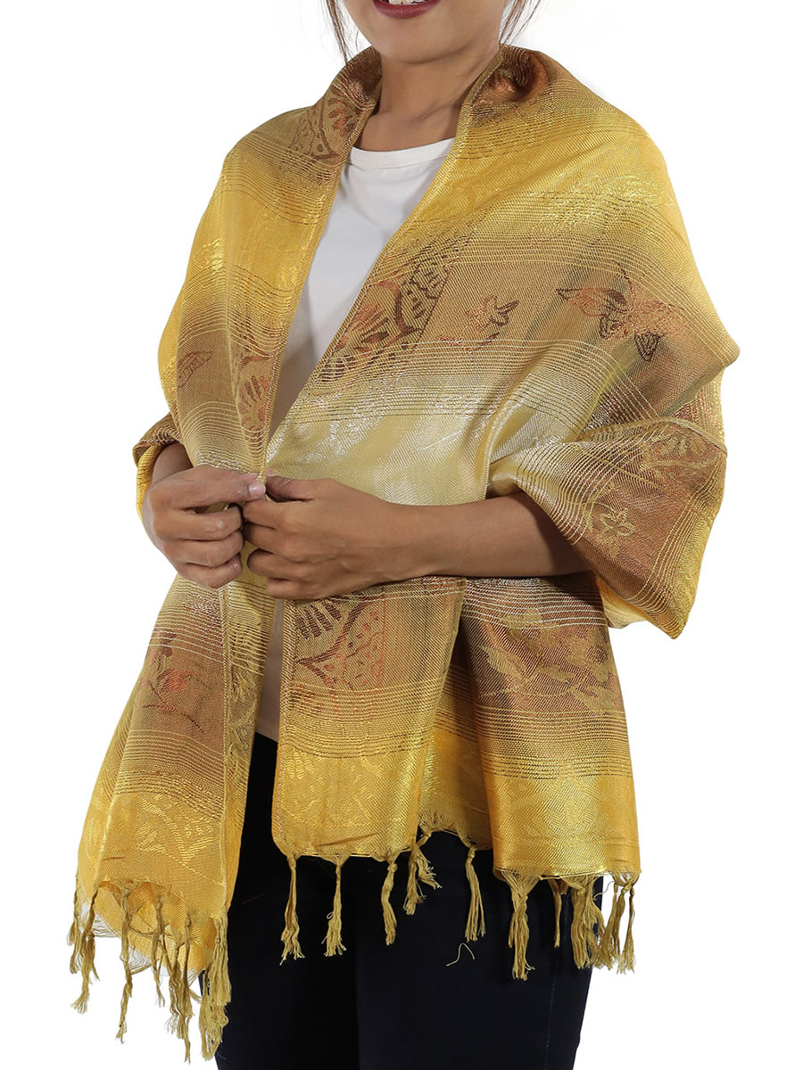 Traditional Thai Gold Scarf x1