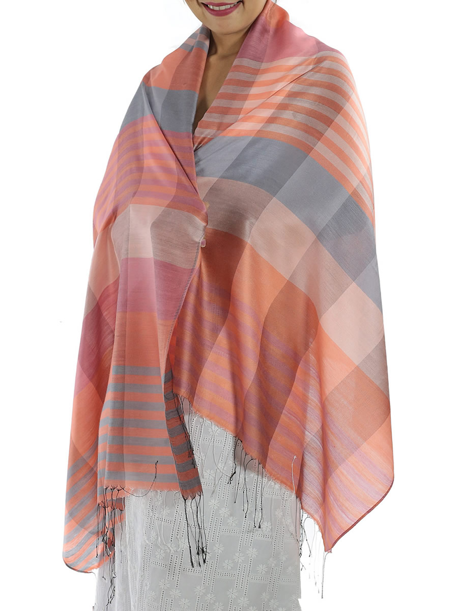 Orange Plaid Scarves