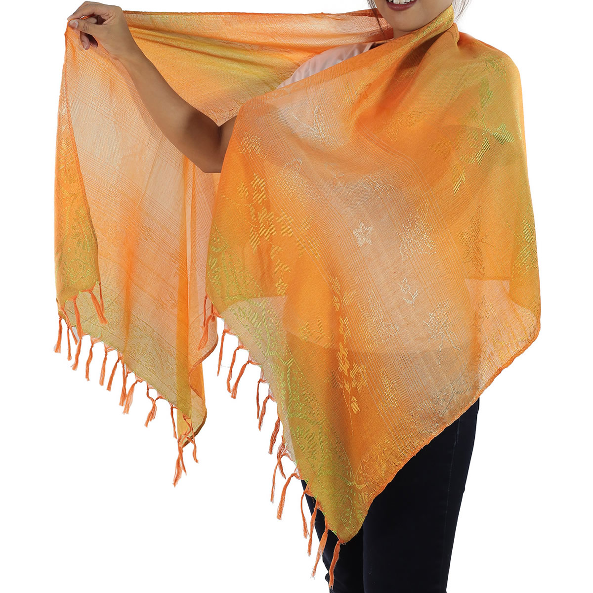 Traditional Thai Orange Scarf x 3