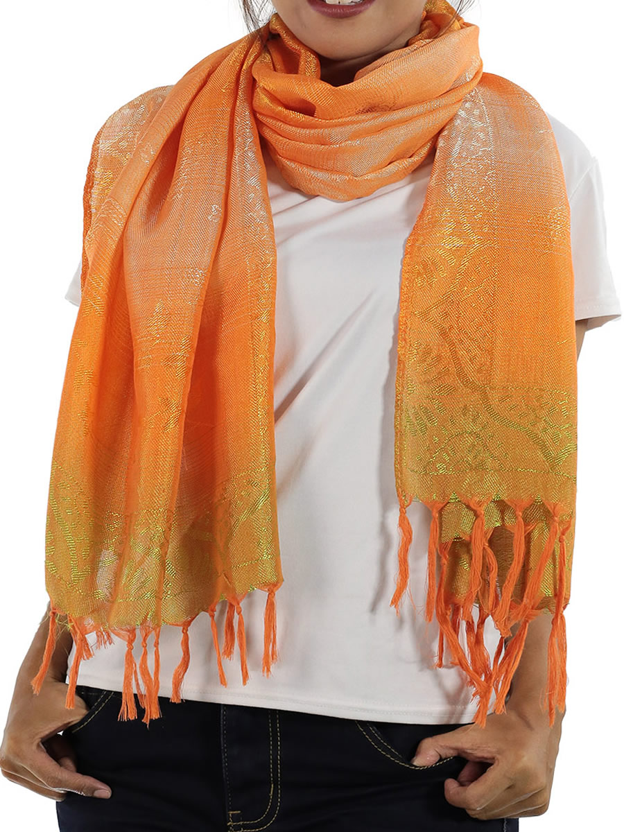 Traditional Thai Orange Scarf x 3