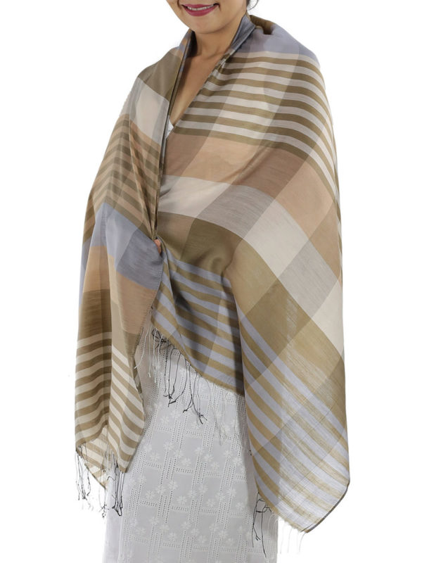 brown plaid shawl