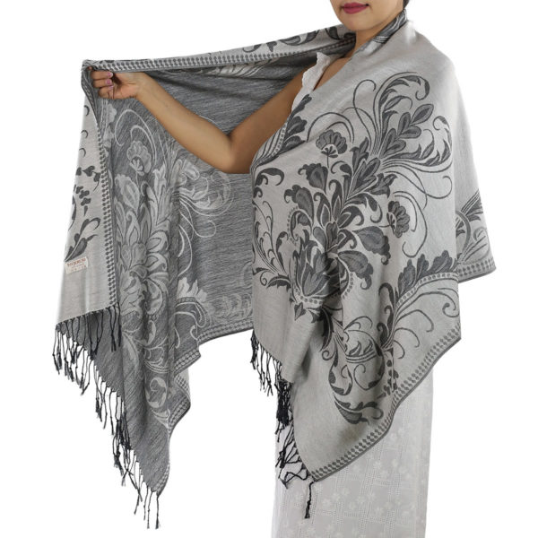 buy silver pashmina scarf