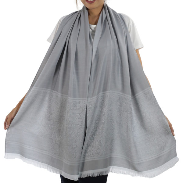 buy silver silk shawl